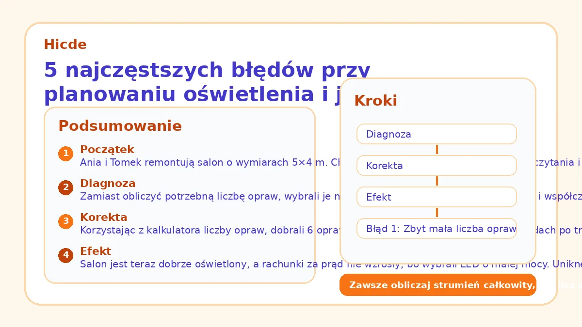 5 najczęstszych błędów przy planowaniu oświetlenia i jak ich uniknąć