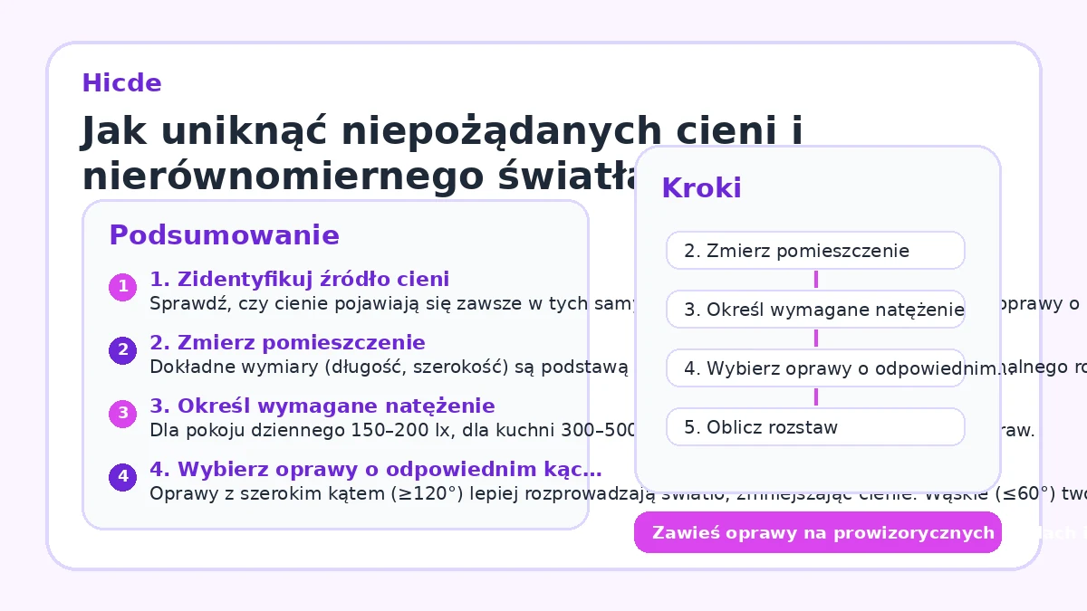 Jak uniknąć niepożądanych cieni i nierównomiernego światła