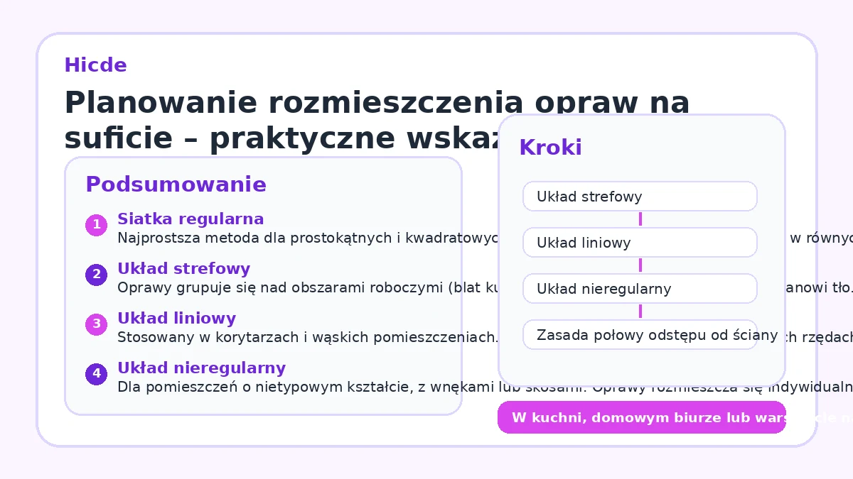 Planowanie rozmieszczenia opraw na suficie – praktyczne wskazówki