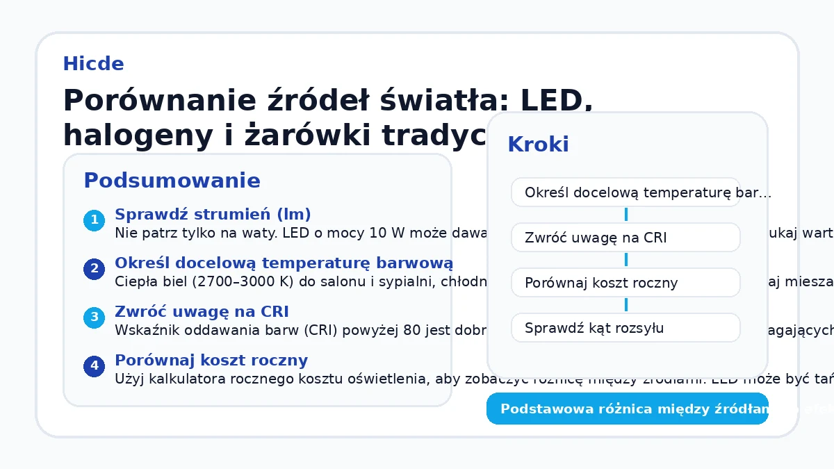Porównanie źródeł światła: LED, halogeny i żarówki tradycyjne